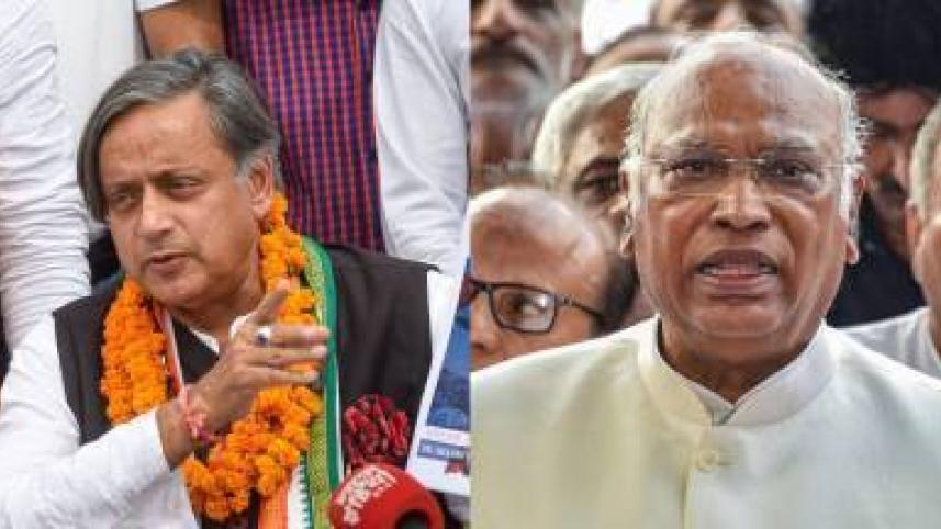 ভারতের কংগ্রেস দলের সভাপতি পদের জন্য লড়ছেন শশী থারুর (বাঁয়ে) ও মল্লিকার্জুন খাড়গে (ডানে)। ছবি: বাসস 