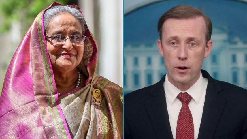 প্রধানমন্ত্রী শেখ হাসিনা ও জ্যাক সুলিভান। ফাইল ছবি: বাসস-রয়টার্স