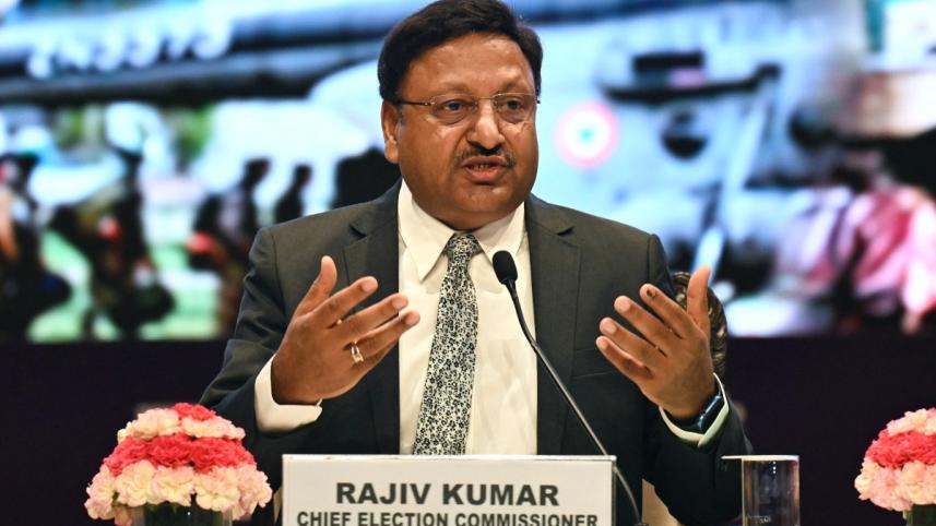 ভারতের প্রধান নির্বাচন কমিশনার রাজীব কুমার। ফাইল ছবি: এএফপি